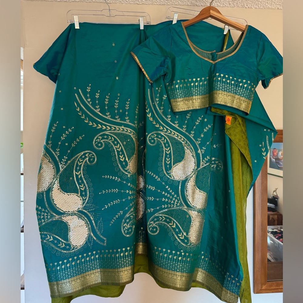 Silk and Sequence Indian Saree 2 Tone